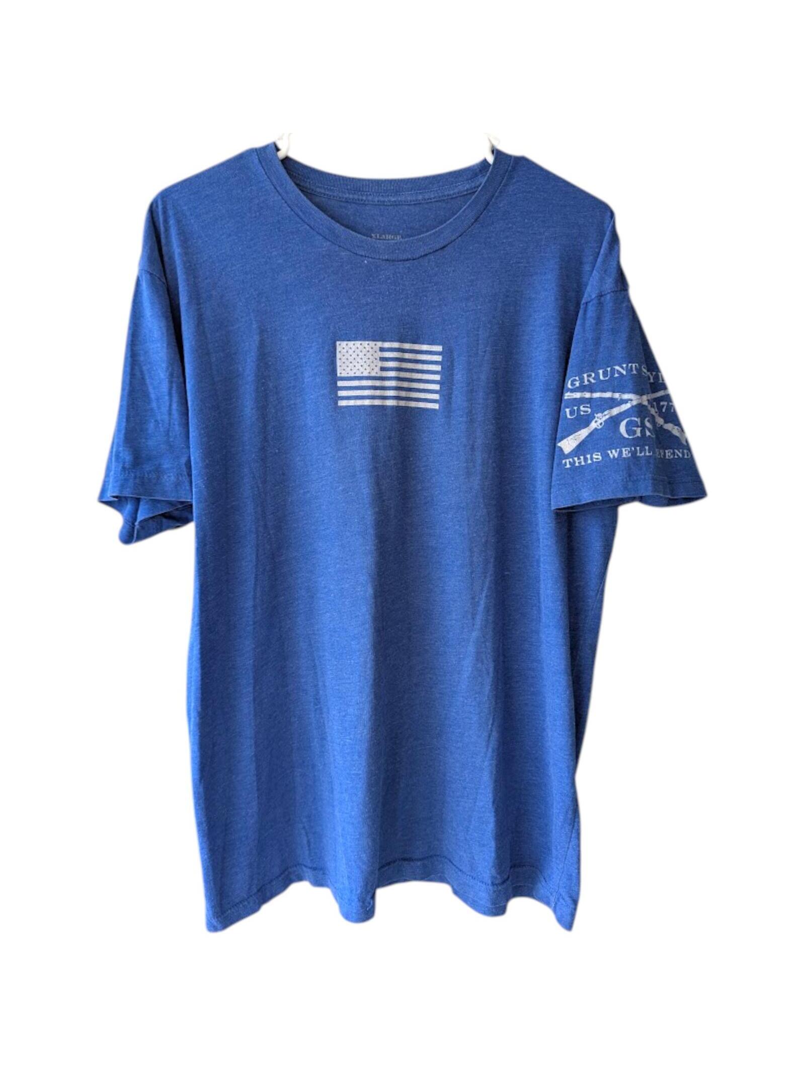 Grunt Style Us Flag 1776 Blue Graphic Tshirt Xl Patriotic Veteran Tee Distressed